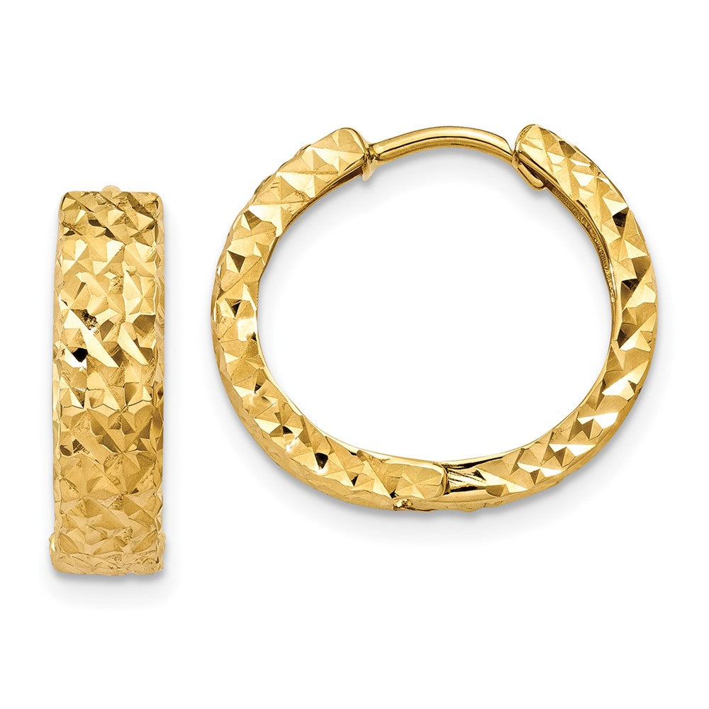 10K Gelbgold Diamantiert Klappbar Creolen
