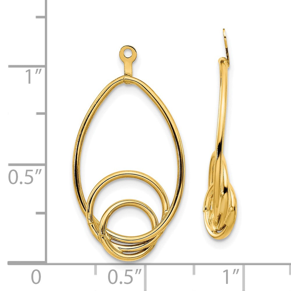 10K Gelbgold Poliert Fantasie Tropfen Ohrring Jacken