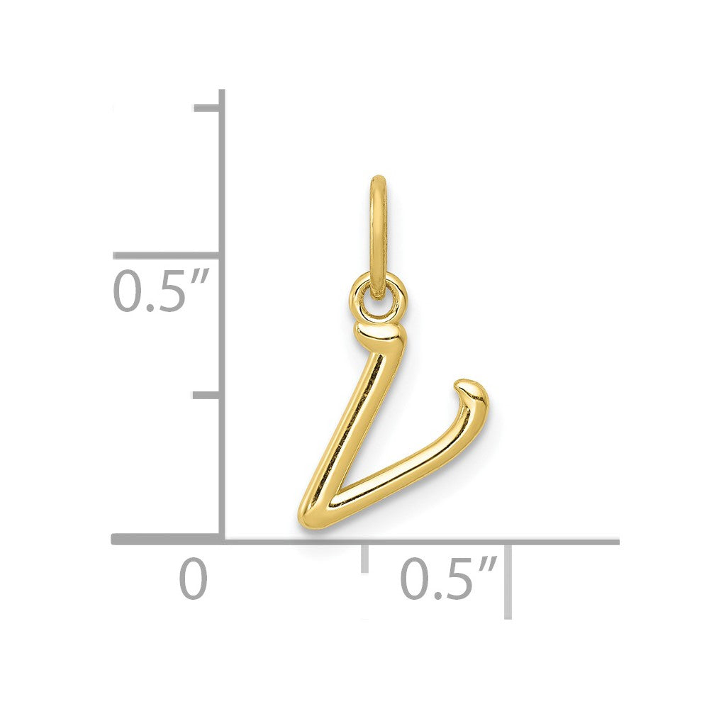 10K Gelbgold Buchstabe V Initiale Charm