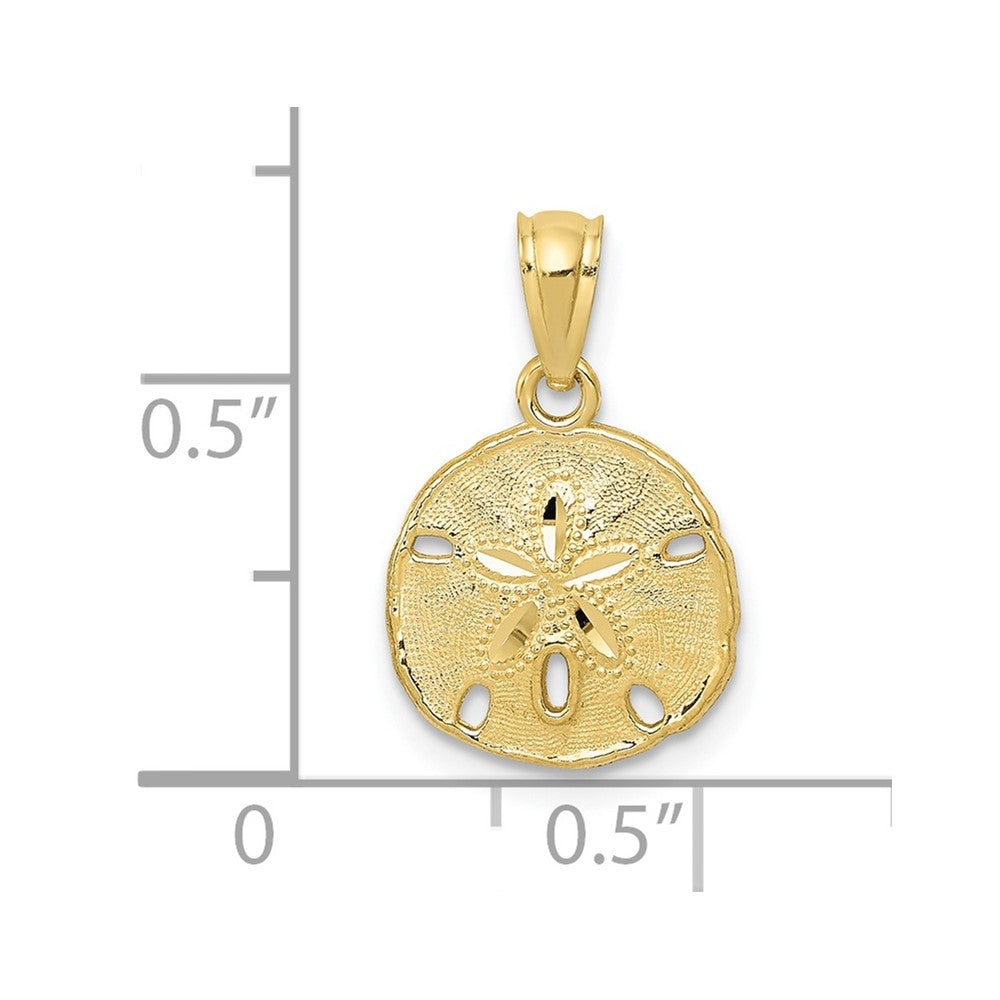 10K Gelbgold Poliert & Strukturiert Sand Dollar Anhänger