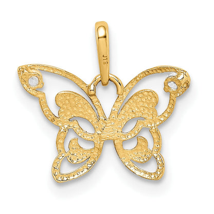 10K Gelbgold 10K Poliert Zirkonia Schmetterling Anhänger