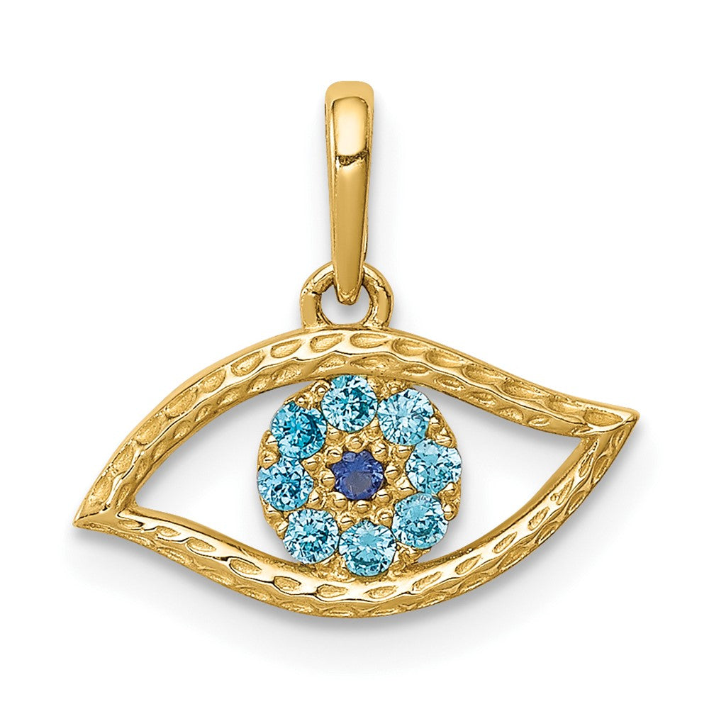 10K Gelbgold 10K Blau Zirkonia Auge Anhänger