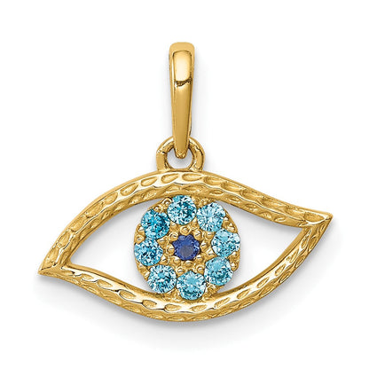 10K Gelbgold 10K Blau Zirkonia Auge Anhänger