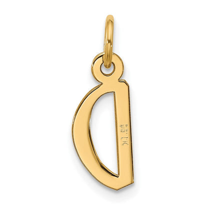 10K Gelbgold Groß Schräg Block Initiale D Charm