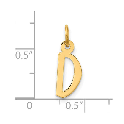 10K Gelbgold Groß Schräg Block Initiale D Charm