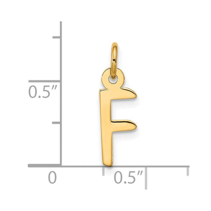 10K Gelbgold Groß Schräg Block Initiale F Charm