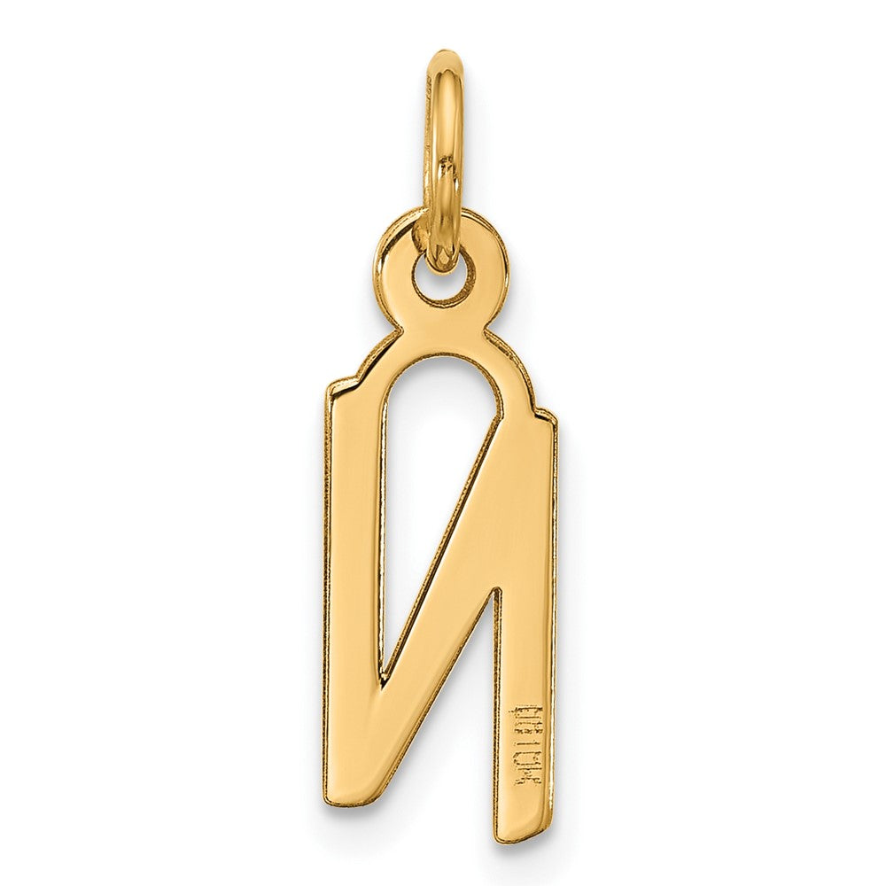 10K Gelbgold Groß Schräg Block Initiale N Charm