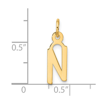 10K Gelbgold Groß Schräg Block Initiale N Charm