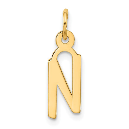 10K Gelbgold Groß Schräg Block Initiale N Charm