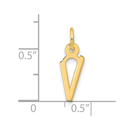 10K Gelbgold Groß Schräg Block Initiale V Charm