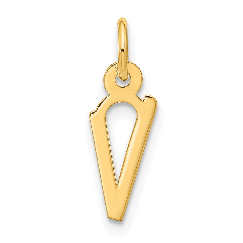 10K Gelbgold Groß Schräg Block Initiale V Charm