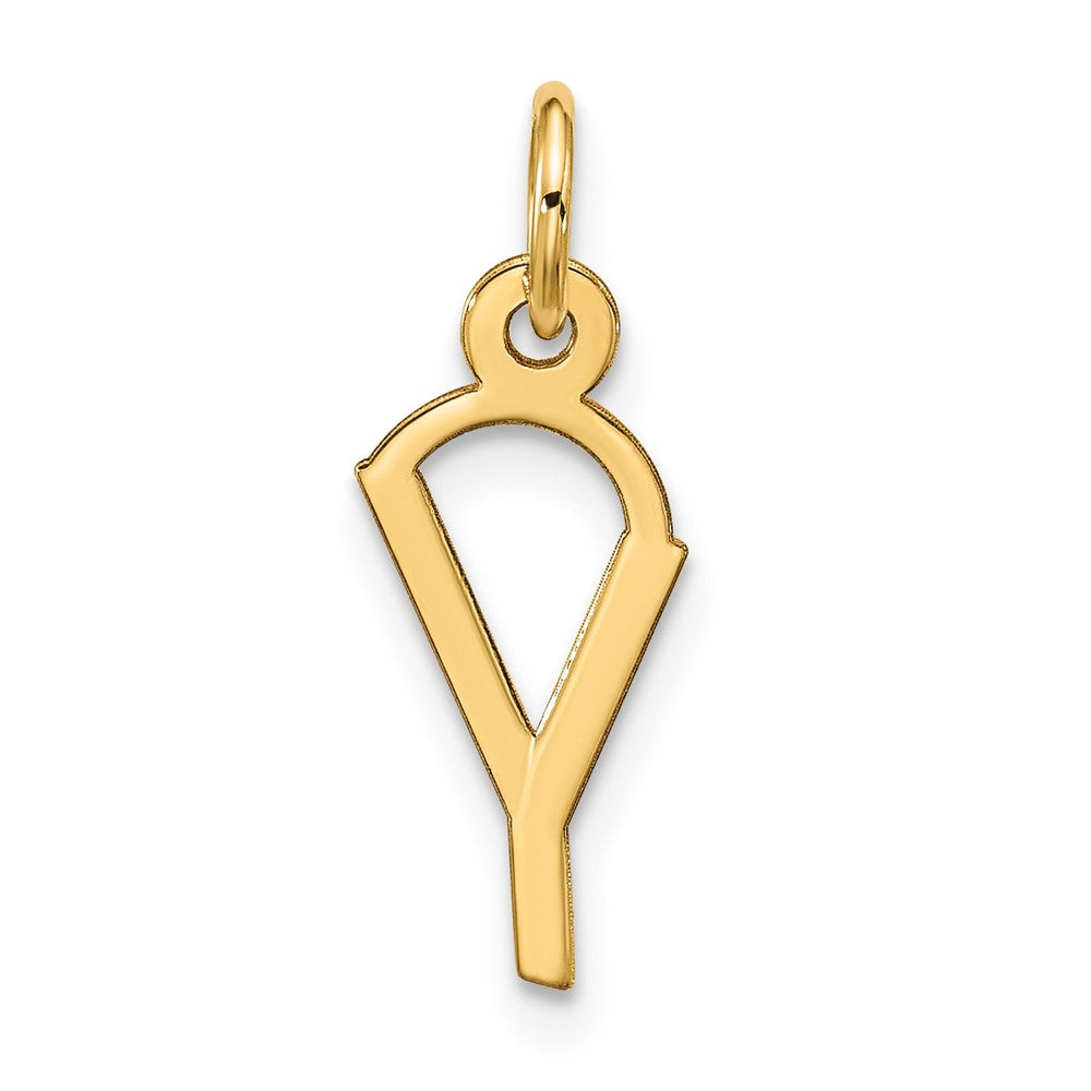 10K Gelbgold Groß Schräg Block Initiale Y Charm