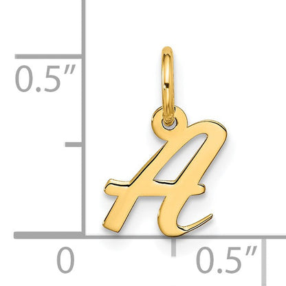 10K Gelbgold Klein Schreibschrift Initiale A Charm
