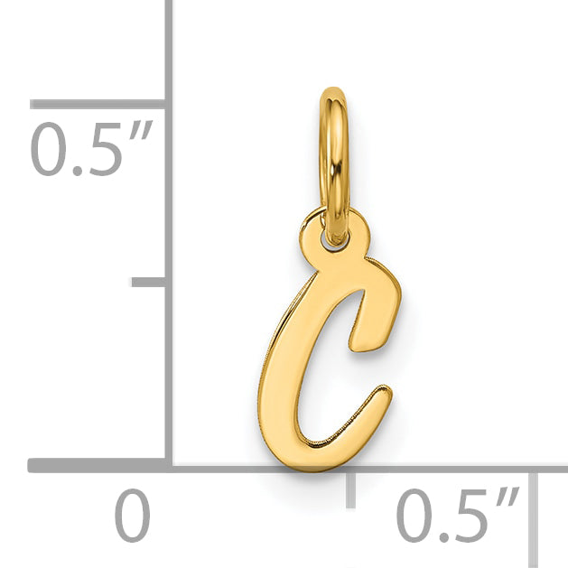 10K Gelbgold Klein Schreibschrift Initiale C Charm