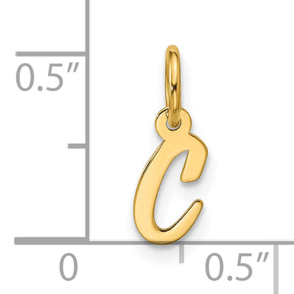10K Gelbgold Klein Schreibschrift Initiale C Charm