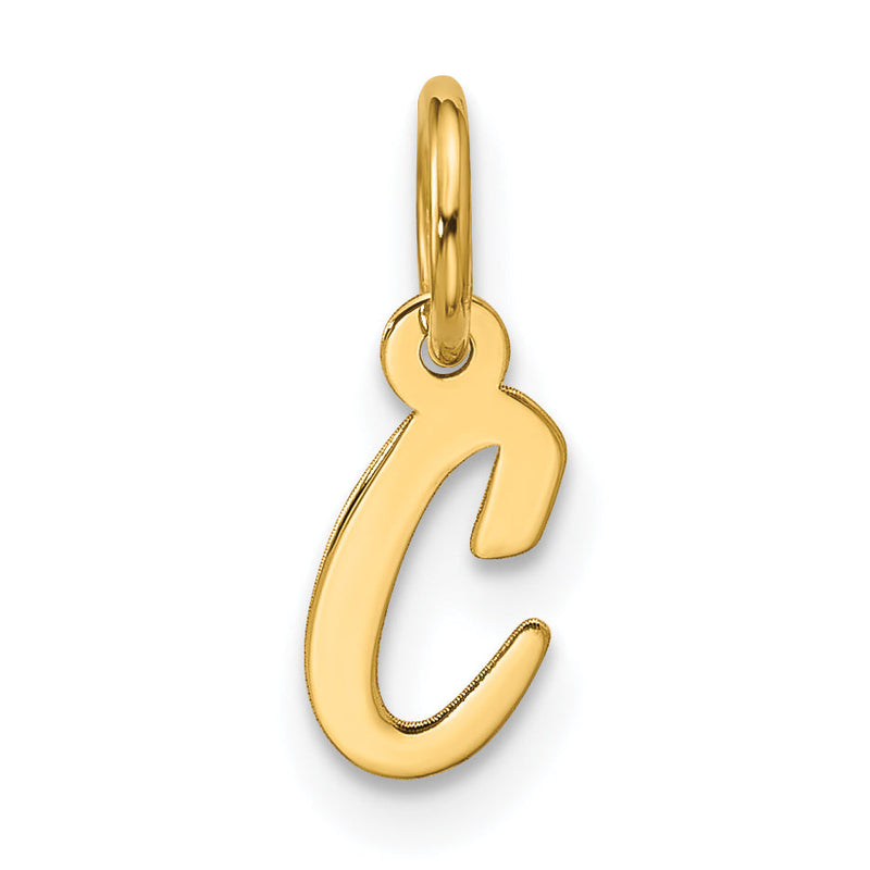 10K Gelbgold Klein Schreibschrift Initiale C Charm
