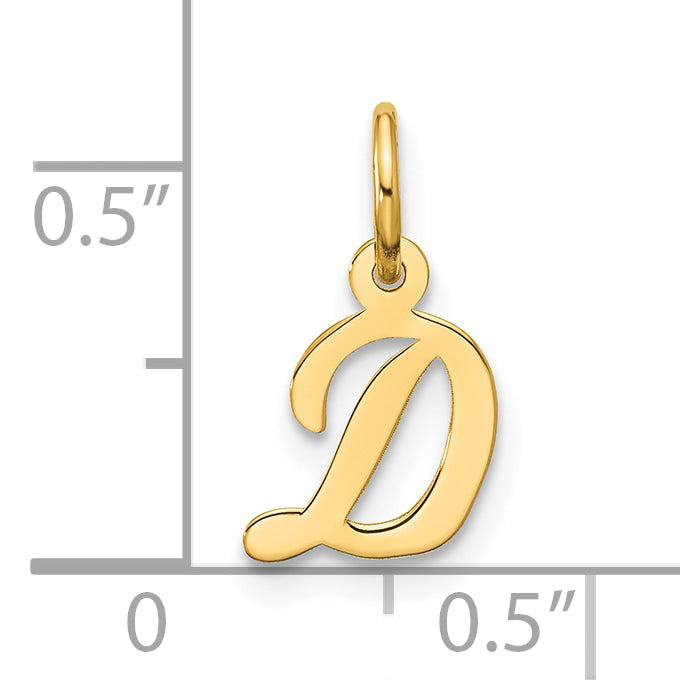 10K Gelbgold Klein Schreibschrift Initiale D Charm