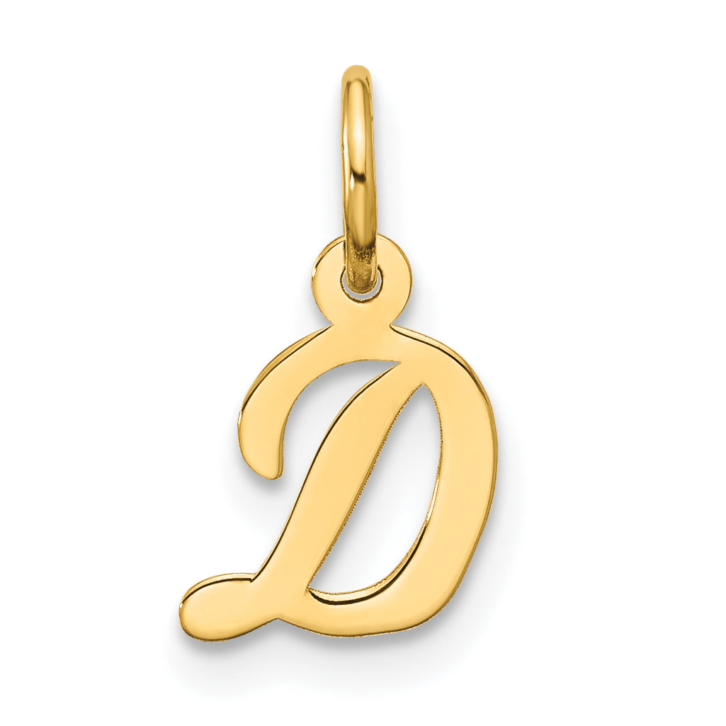 10K Gelbgold Klein Schreibschrift Initiale D Charm