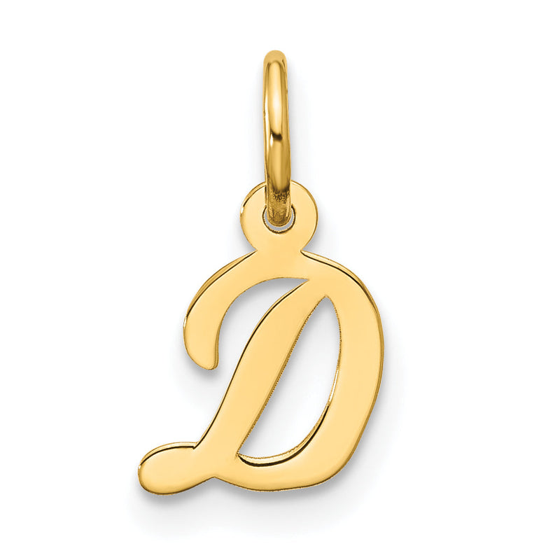 10K Gelbgold Klein Schreibschrift Initiale D Charm