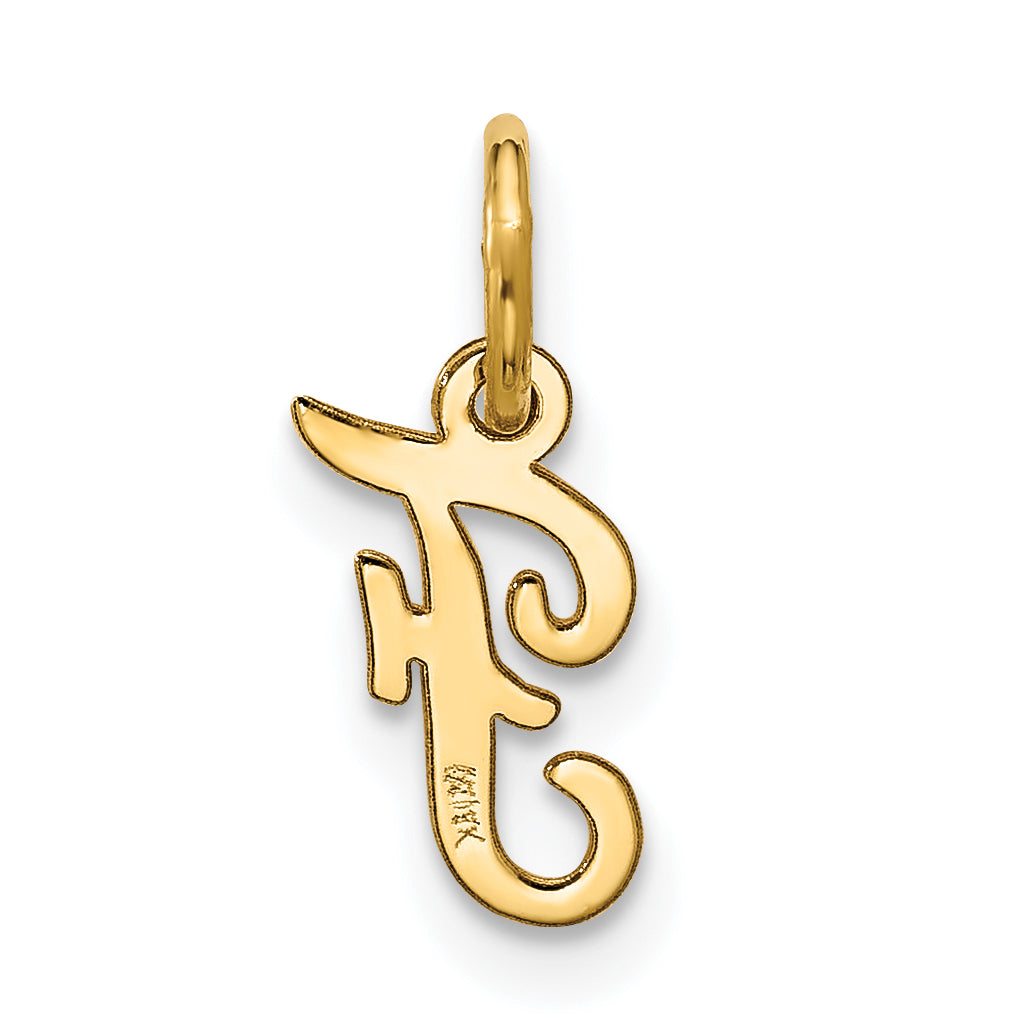 10K Gelbgold Klein Schreibschrift Initiale F Charm