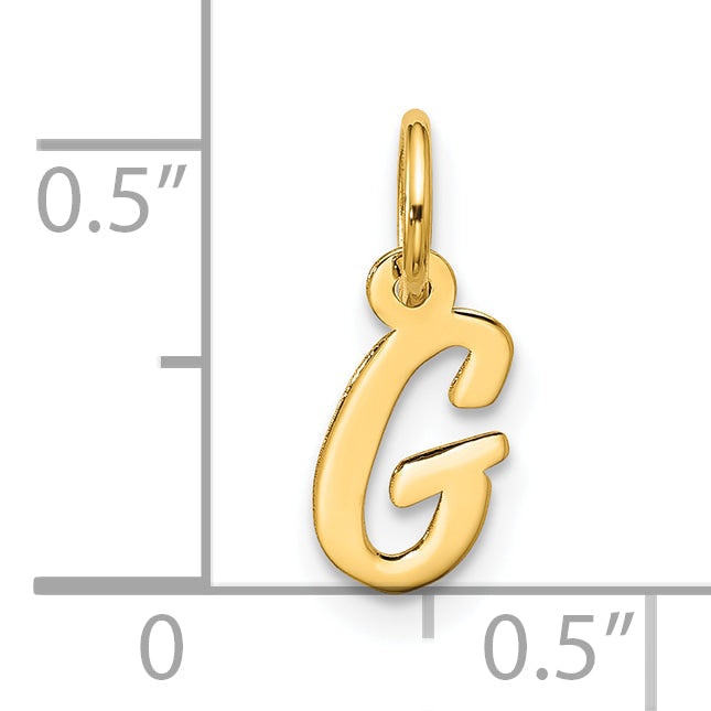 10K Gelbgold Klein Schreibschrift Initiale G Charm