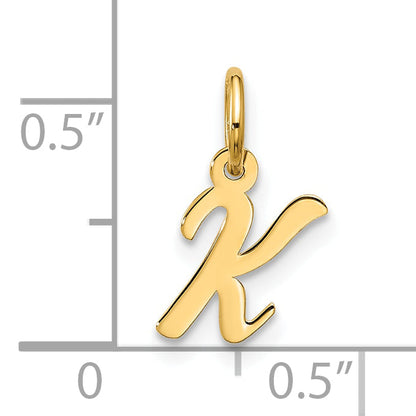 10K Gelbgold Klein Schreibschrift Initiale K Charm