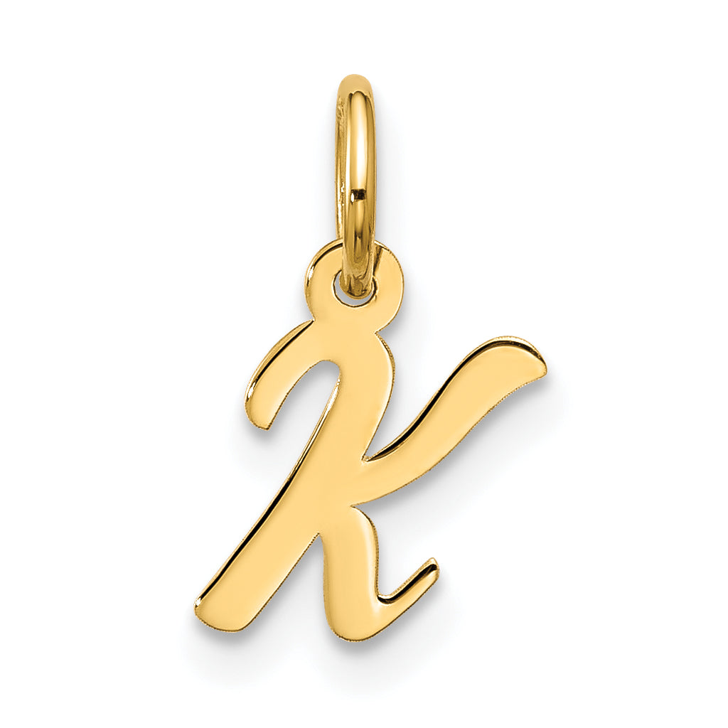 10K Gelbgold Klein Schreibschrift Initiale K Charm