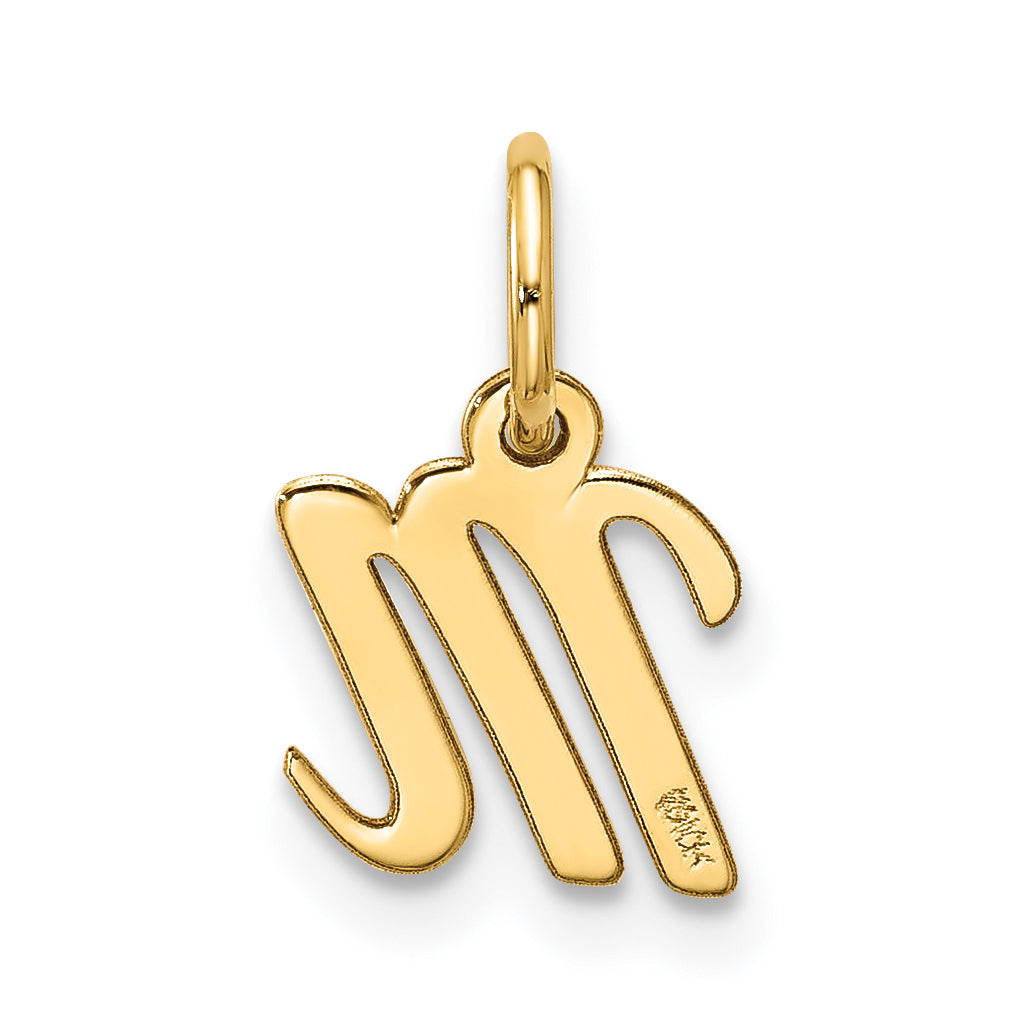 10K Gelbgold Klein Schreibschrift Initiale M Charm