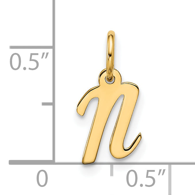 10K Gelbgold Klein Schreibschrift Initiale N Charm