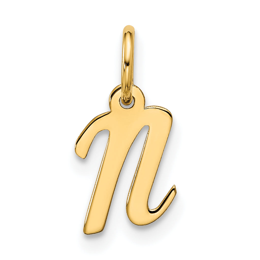 10K Gelbgold Klein Schreibschrift Initiale N Charm