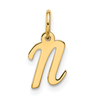 10K Gelbgold Klein Schreibschrift Initiale N Charm