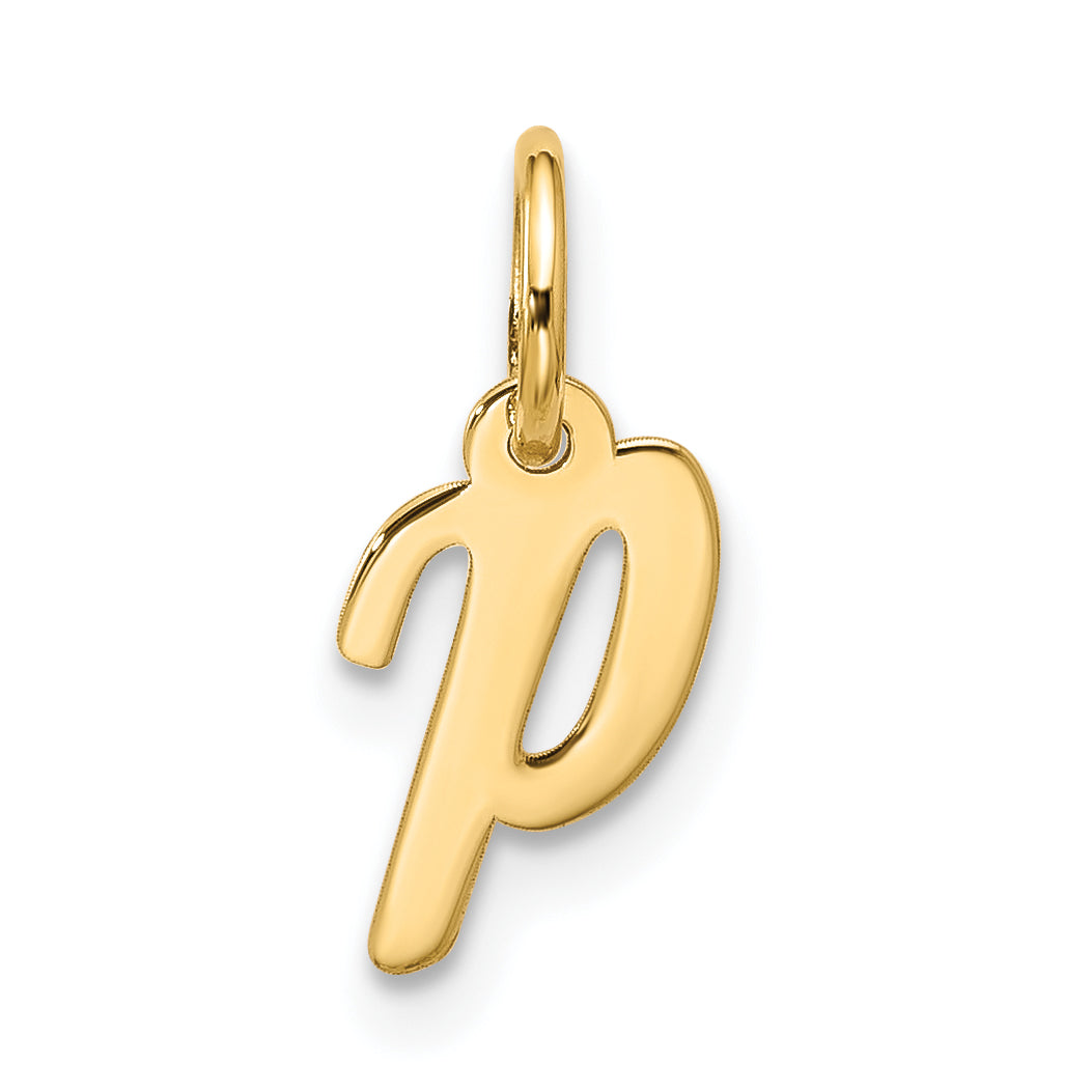 10K Gelbgold Klein Schreibschrift Initiale P Charm