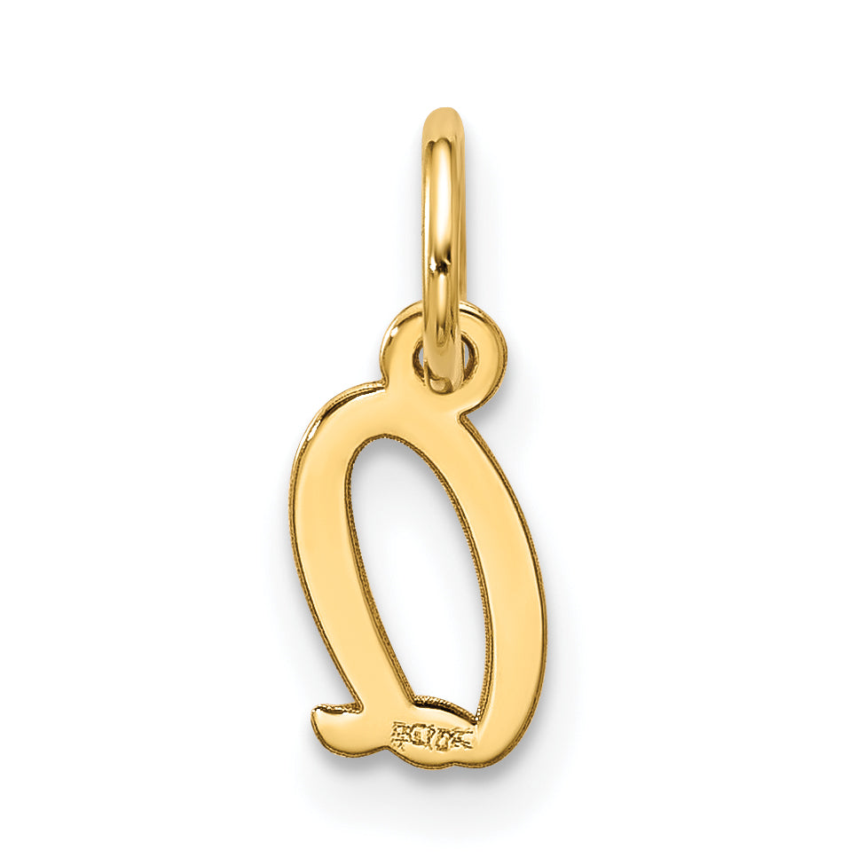 10K Gelbgold Klein Schreibschrift Initiale Q Charm