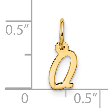 10K Gelbgold Klein Schreibschrift Initiale Q Charm
