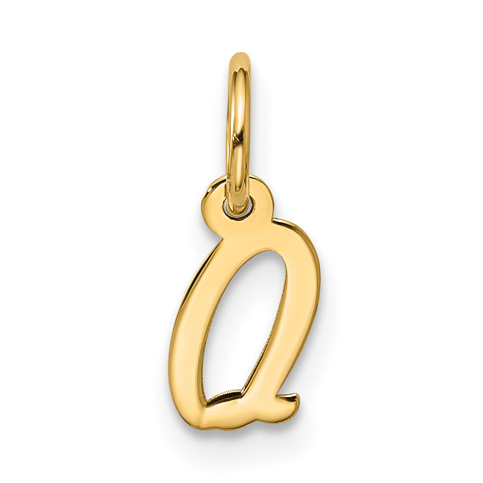 10K Gelbgold Klein Schreibschrift Initiale Q Charm