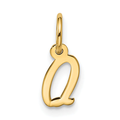 10K Gelbgold Klein Schreibschrift Initiale Q Charm