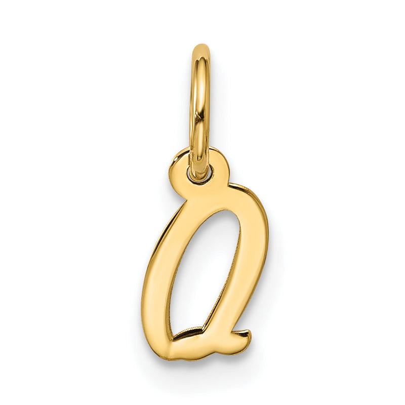 10K Gelbgold Klein Schreibschrift Initiale Q Charm