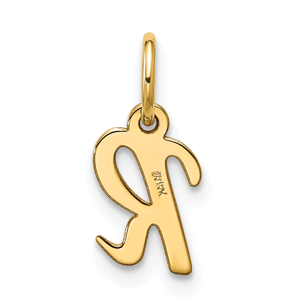 10K Gelbgold Klein Schreibschrift Initiale R Charm