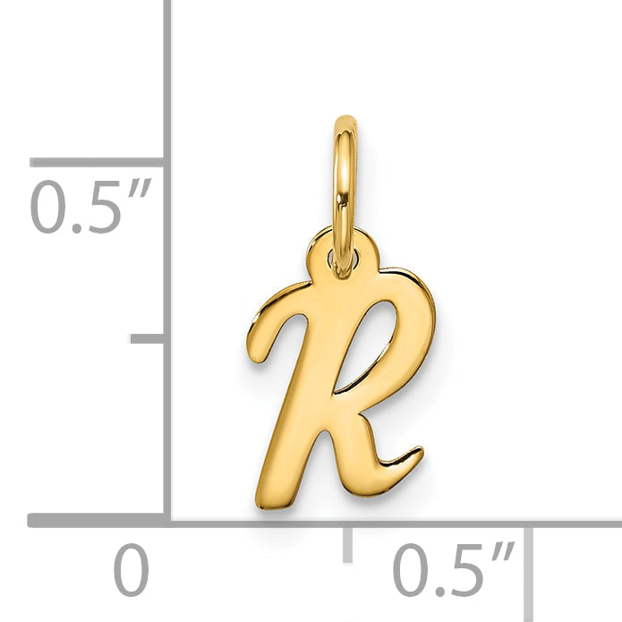 10K Gelbgold Klein Schreibschrift Initiale R Charm