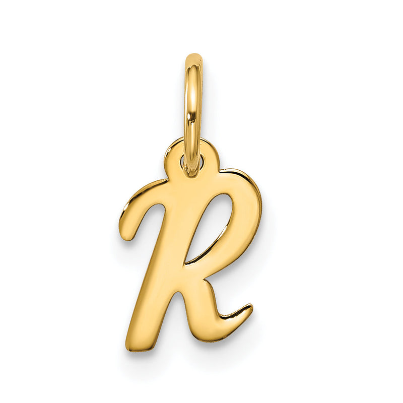 10K Gelbgold Klein Schreibschrift Initiale R Charm