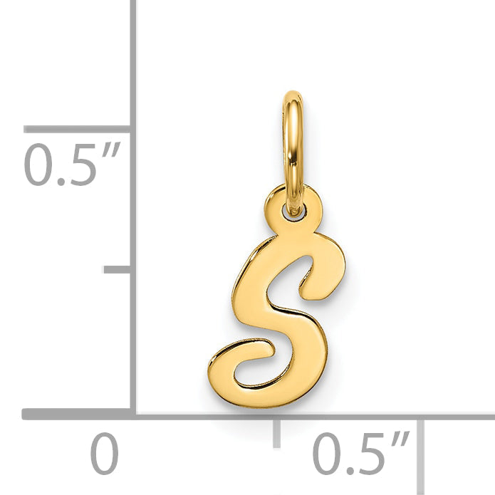 10K Gelbgold Klein Schreibschrift Initiale S Charm
