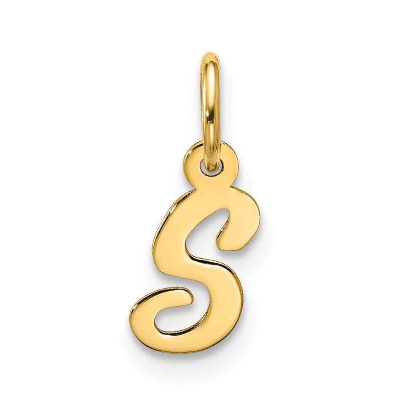 10K Gelbgold Klein Schreibschrift Initiale S Charm