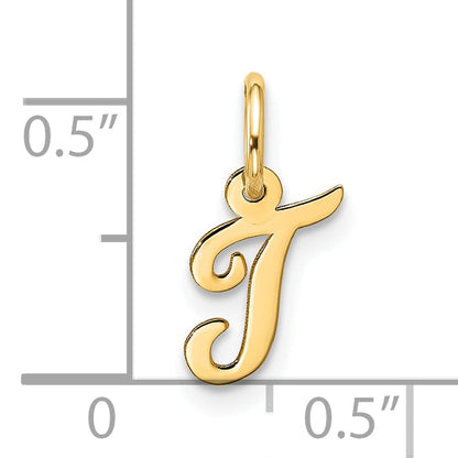 10K Gelbgold Klein Schreibschrift Initiale T Charm