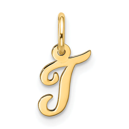 10K Gelbgold Klein Schreibschrift Initiale T Charm