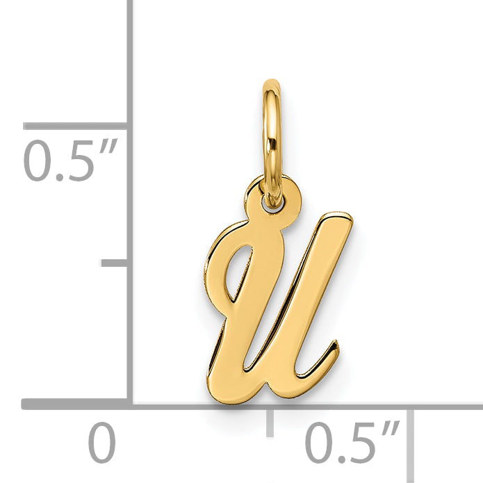 10K Gelbgold Klein Schreibschrift Initiale U Charm