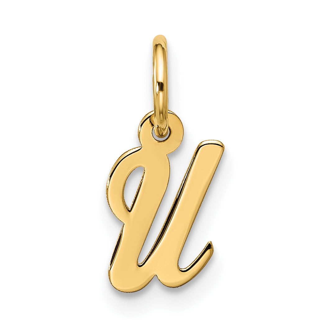 10K Gelbgold Klein Schreibschrift Initiale U Charm