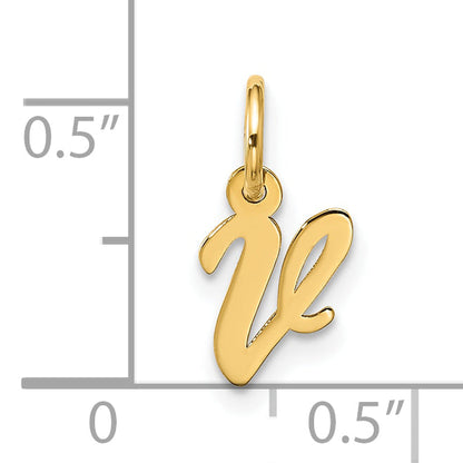 10K Gelbgold Klein Schreibschrift Initiale V Charm