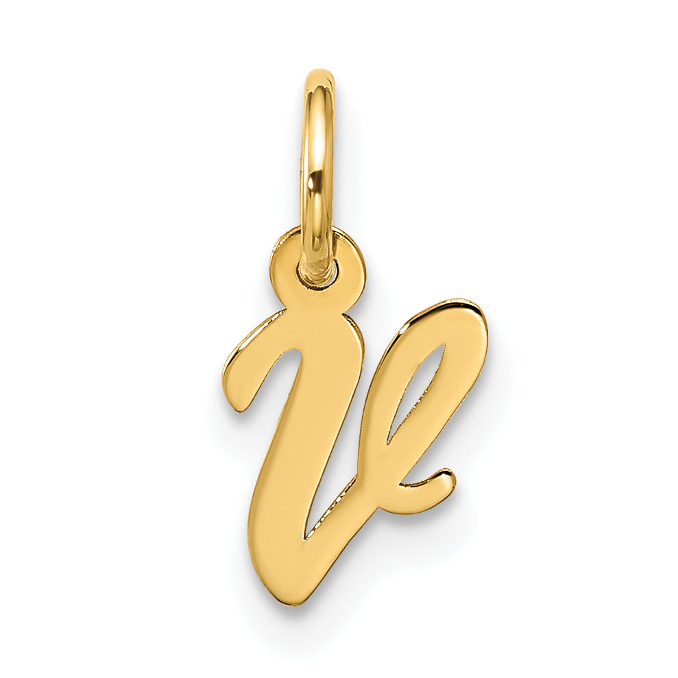 10K Gelbgold Klein Schreibschrift Initiale V Charm