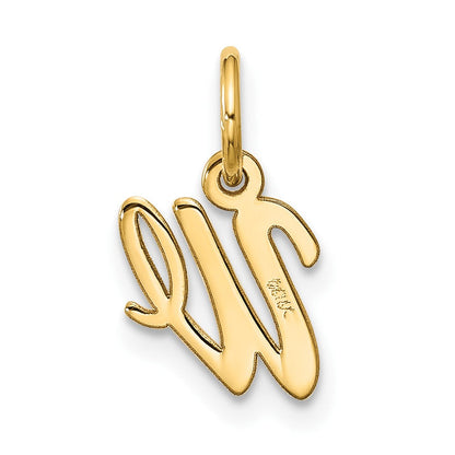 10K Gelbgold Klein Schreibschrift Initiale W Charm