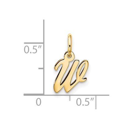 10K Gelbgold Klein Schreibschrift Initiale W Charm